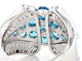 Blue And White Cubic Zirconia Rhodium Over Silver Ring 5.50ctw
