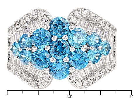 Blue And White Cubic Zirconia Rhodium Over Silver Ring 5.50ctw