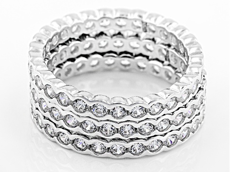 White Cubic Zirconia Rhodium Over Sterling Silver Rings 6.72ctw