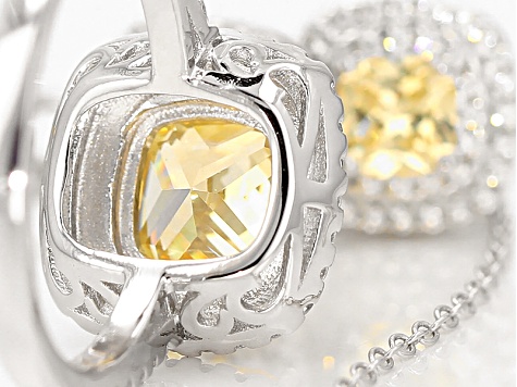 Yellow And White Cubic Zirconia Rhodium Over Sterling Silver Jewelry Set 11.10ctw