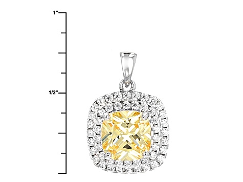 Yellow And White Cubic Zirconia Rhodium Over Sterling Silver Jewelry Set 11.10ctw