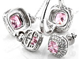 Pink And White Cubic Zirconia Rhodium Over Sterling Silver Jewelry Set 11.10ctw