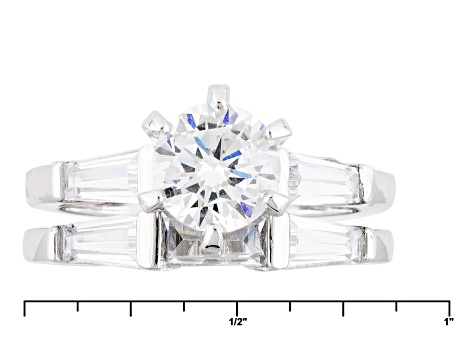 White Cubic Zirconia Rhodium Over Sterling Silver Ring With Band 1.98ctw