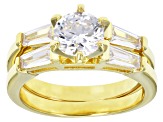 White Cubic Zirconia 18k Yellow Gold Over Sterling Silver Ring With Band 1.98ctw