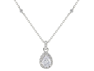 White Cubic Zirconia Rhodium Over Sterling Silver Pendant With Chain 1.64ctw