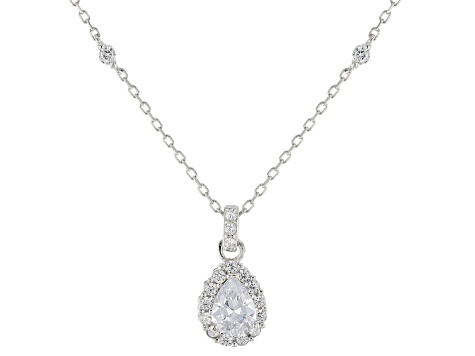 White Cubic Zirconia Rhodium Over Sterling Silver Pendant With Chain 1.64ctw
