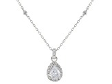 White Cubic Zirconia Rhodium Over Sterling Silver Pendant With Chain 1.64ctw