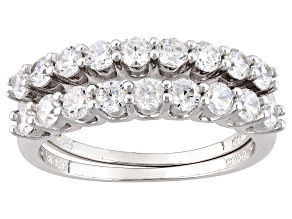 White Cubic Zirconia Rhodium Over Sterling Silver Rings 2.00ctw