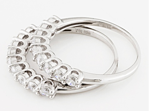 White Cubic Zirconia Rhodium Over Sterling Silver Rings 2.00