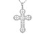 White Cubic Zirconia Rhodium Over Sterling Silver Cross Pendant With Chain 1.50ctw