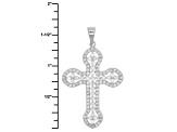White Cubic Zirconia Rhodium Over Sterling Silver Cross Pendant With Chain 1.50ctw