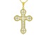 White Cubic Zirconia 18k Yellow Gold Over Sterling Silver Cross Pendant With Chain 1.50ctw