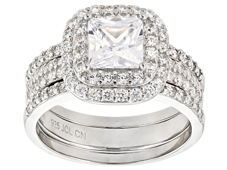 White Cubic Zirconia Rhodium Over Sterling Silver Ring With