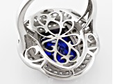 Blue And White Cubic Zirconia Rhodium Over Sterling Silver Ring 8.12ctw