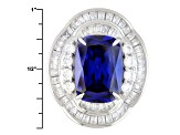 Blue And White Cubic Zirconia Rhodium Over Sterling Silver Ring 8.12ctw
