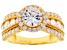 White Cubic Zirconia 18k Yellow Gold Over Silver Ring 5.80ctw