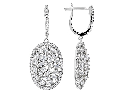 Gold Plated Sterling Silver Cubic Zirconia Marquise Drop Earrings