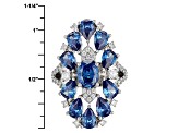 Blue And White Cubic Zirconia Rhodium Over Sterling Silver Ring 9.00ctw