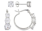 White Cubic Zirconia Rhodium Over Sterling Silver Earrings 7.60ctw