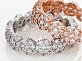 White Cubic Zirconia 18k Rose Gold Over Silver And Rhodium Over Sterling Rings 3.40ctw