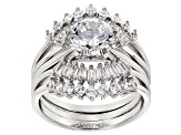 White Cubic Zirconia Rhodium Over Sterling Silver Ring With Guard 5.80ctw