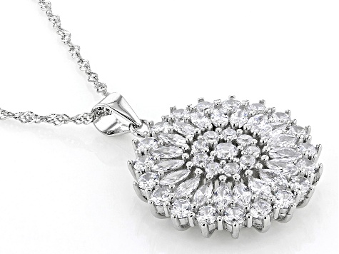 White Cubic Zirconia Rhodium Over Sterling Silver Pendant With Chain 3.59ctw