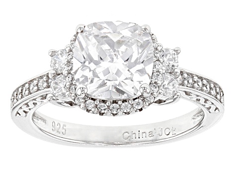 White Cubic Zirconia Rhodium Over Sterling Silver Ring 6.12ctw
