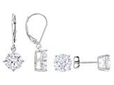 White Cubic Zirconia Rhodium Over Sterling Silver Earrings Set 13.84ctw