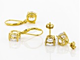 White Cubic Zirconia 18K Yellow Gold Over Silver Earrings Set 13.84ctw