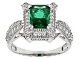 Green And White Cubic Zirconia Rhodium Over Sterling Silver Ring 3.75ctw