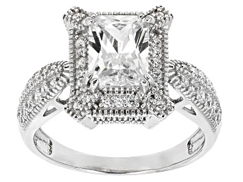 White Cubic Zirconia Rhodium Over Sterling Silver Ring 4.96ctw