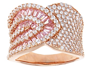Picture of White And Pink Cubic Zirconia 18k Rose Gold Over Sterling Silver Ring 4.02ctw