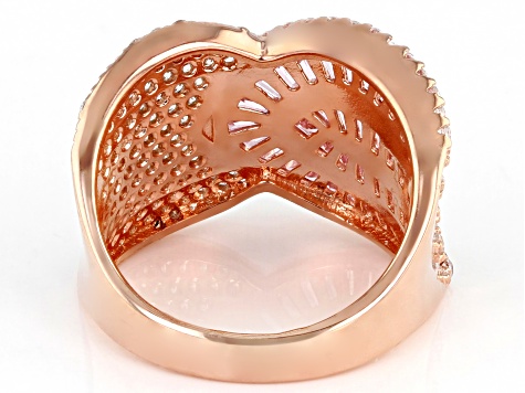 White And Pink Cubic Zirconia 18k Rose Gold Over Sterling Silver Ring 4.02ctw