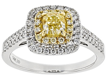Picture of Natural Yellow And White Diamond 14k White Gold Ring 1.08ctw