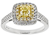 Natural Yellow And White Diamond 14k White Gold Ring 1.08ctw