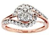 White Diamond 10K Rose Gold Ring 0.60ctw