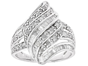 White Diamond Rhodium Over Sterling Silver Ring 1.00ctw