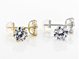 White Cubic Zirconia 14k Yellow Gold And White Gold Earring Set 5.60ctw