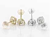 White Cubic Zirconia 14k Yellow Gold And White Gold Earring Set 5.60ctw