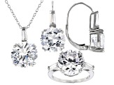 White Cubic Zirconia Rhodium Over Sterling Silver Jewelry Set 33.00ctw