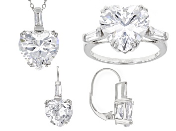Picture of White Cubic Zirconia Rhodium Over Sterling Silver Jewelry Set 33.00ctw