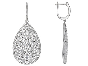 White Cubic Zirconia Rhodium Over Sterling Silver Earrings 11.40ctw