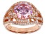 Pink And White Cubic Zirconia 18k Rose Gold Over Sterling Silver Ring 7.76ctw