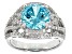 Blue And White Cubic Zirconia Rhodium Over Sterling Silver Ring 7.76ctw