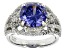 Blue And White Cubic Zirconia Rhodium Over Sterling Silver Ring 7.76ctw