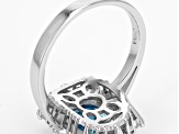 Blue And White Cubic Zirconia Rhodium Over Sterling Silver Ring 8.48ctw