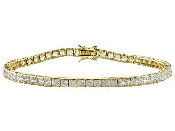 White Cubic Zirconia 18K Yellow Gold Over Sterling Silver Tennis Bracelet 5.96ctw