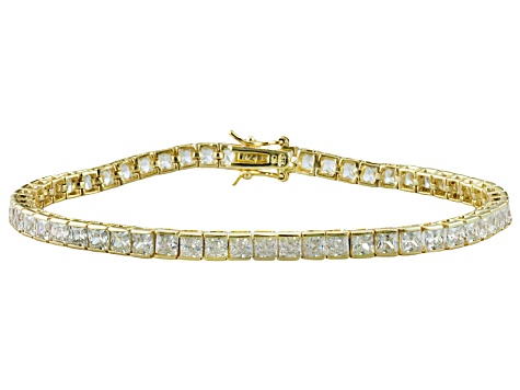 White Cubic Zirconia 18k Yellow Gold Over Sterling Silver Bracelet 13.00ctw