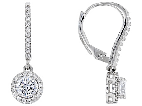 White Cubic Zirconia Rhodium Over Sterling Silver Earrings Set of 3 12.35ctw