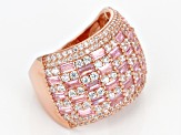 Pink and White Cubic Zirconia 18k Rose Gold Over Sterling Silver Ring 4.86ctw